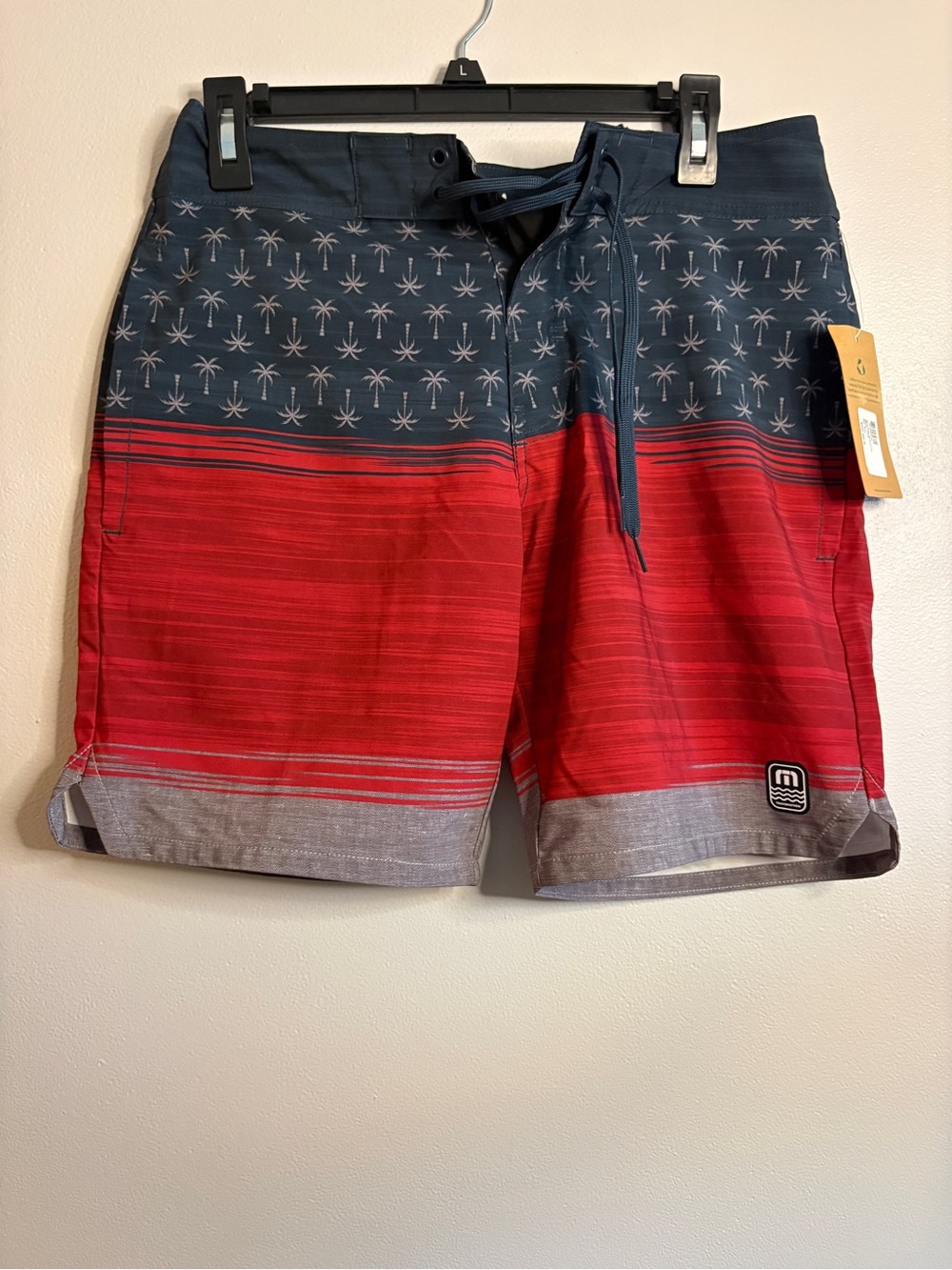 Travis Mathew Mens Board Shorts Size 30 Starboard Blue Stars USA Swim Suit NWT